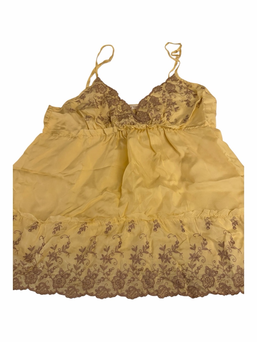 Women's Yellow Gold Hawk Lace-Trim Silk Chemise